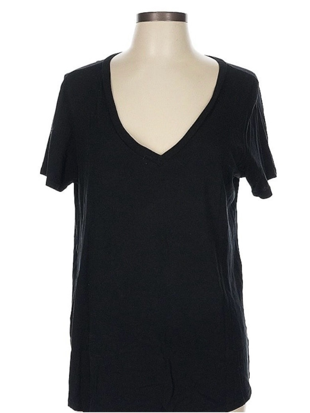 Michael Lauren Classic Black V-Neck Women's Tee - size L